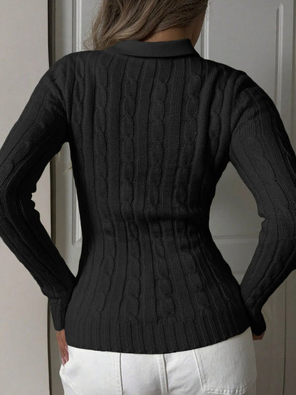 Trendsi Cable Knit Long Sleeve Sweater