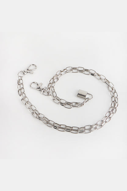 Double Layered Iron Chain Belt with Lock Charm Easy Apparels