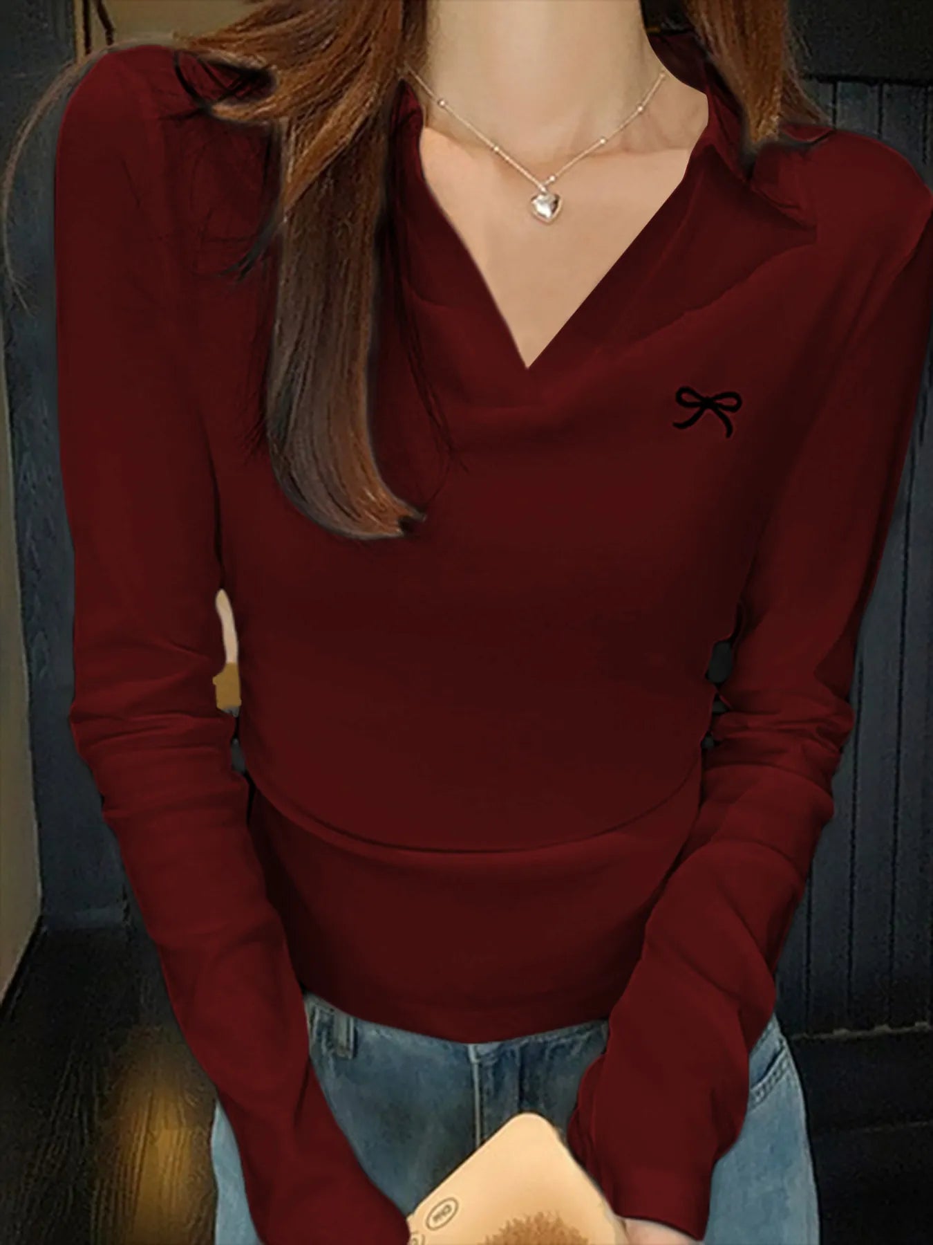 Trendsi Johnny Collar Long Sleeve T-Shirt