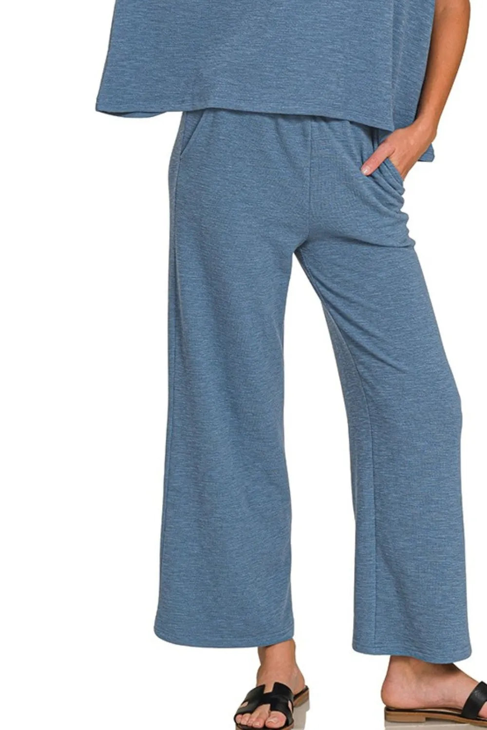 Zenana Cotton Slub Top & Pants Set Easy Apparels