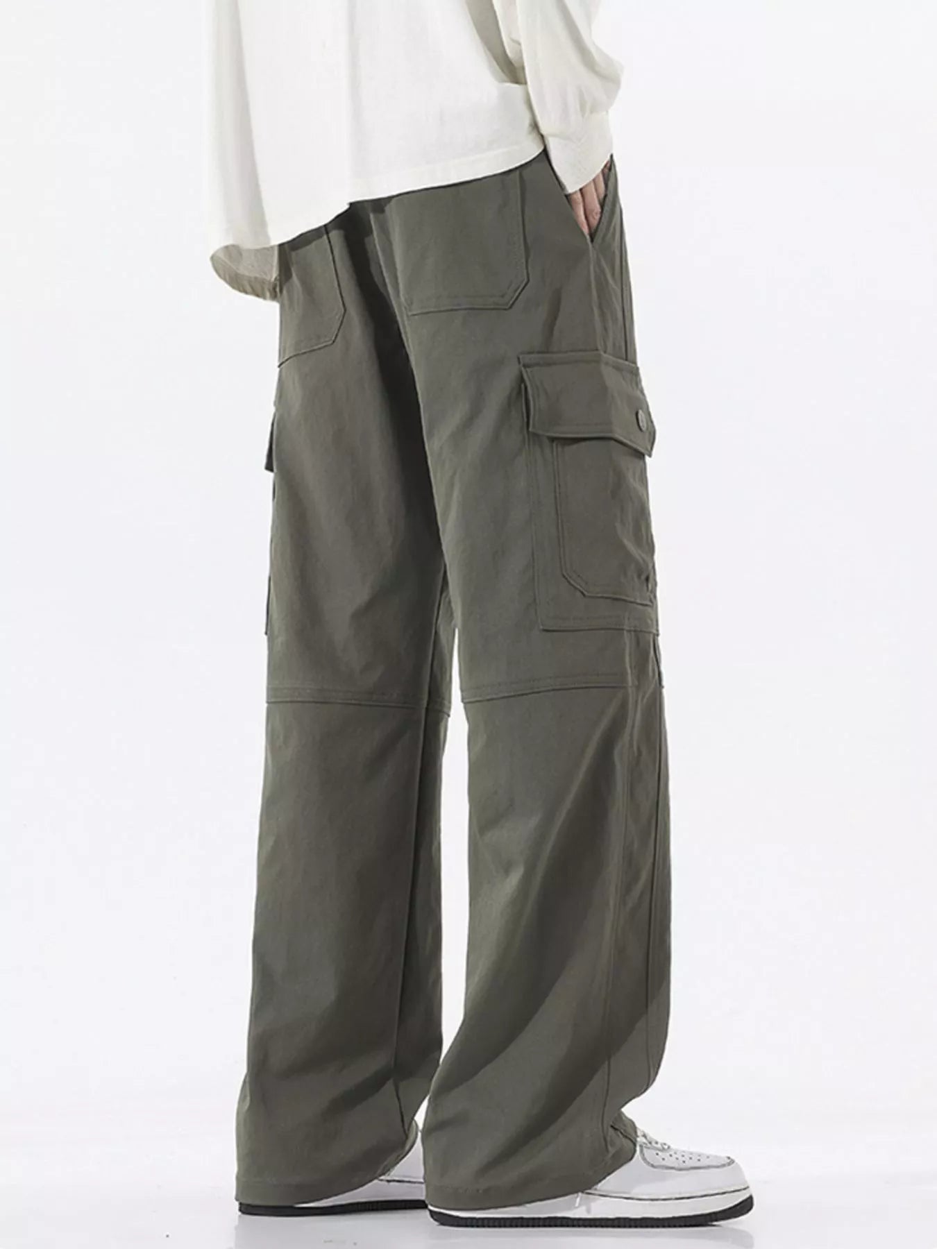 Men's Full Size Drawstring Cargo Wide Leg Pants Plus Size Easy Apparels