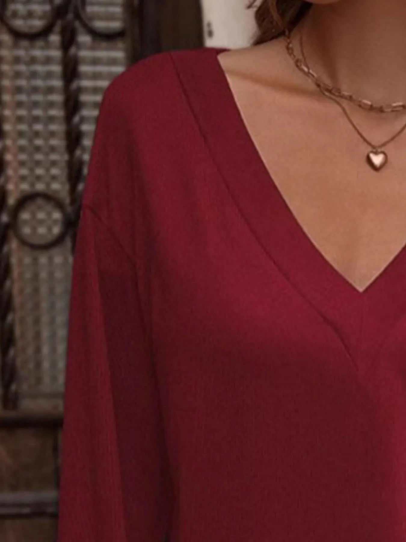 Trendsi V-Neck Long Sleeve T-Shirt