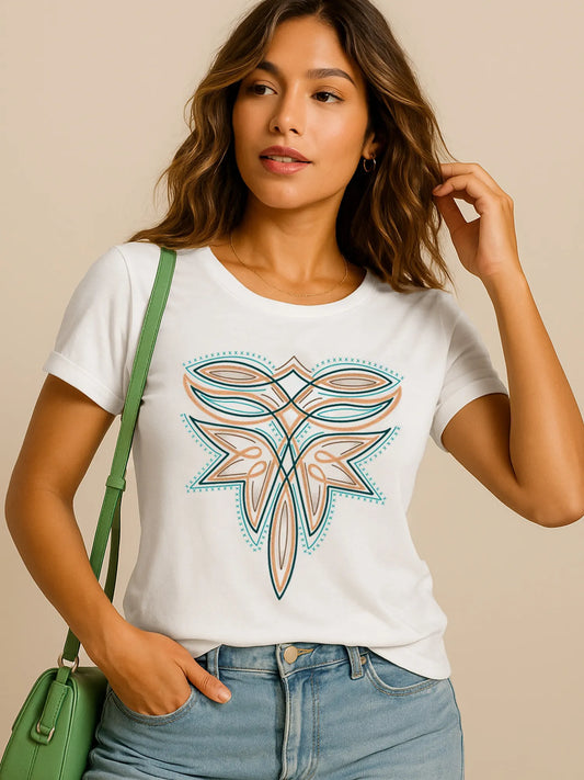 Trendsi Graphic Round Neck Short Sleeve T-Shirt White