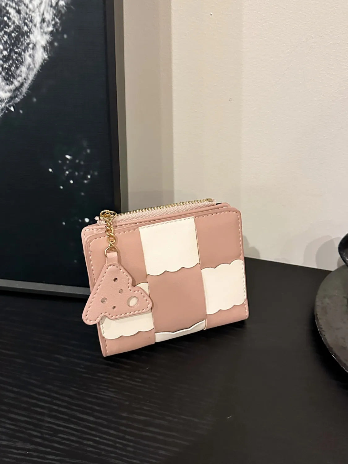 PU Leather Color Block Wallet Pale Blush One Size Easy Apparels