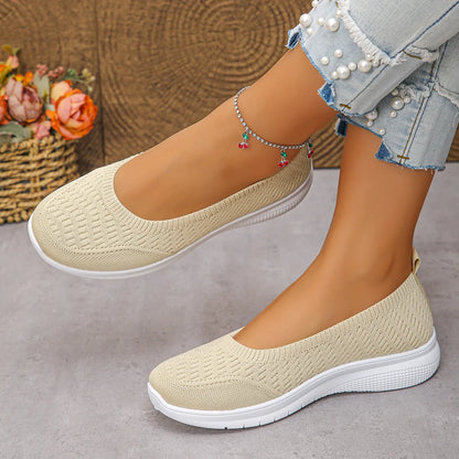 Round Toe Mesh Slip-Ons Ivory Easy Apparels