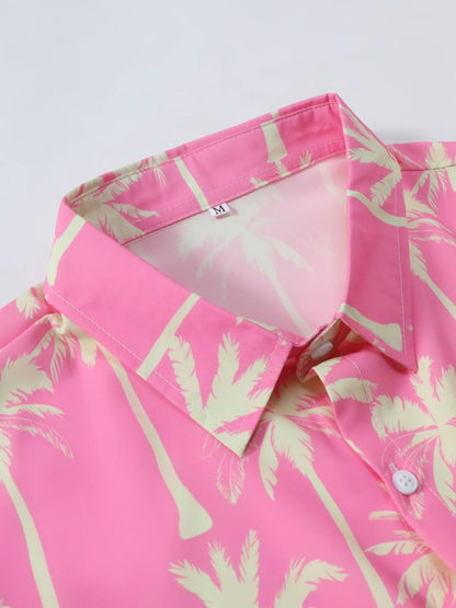 Men's Palm Tree Print Top and Shorts Summer Set Easy Apparels