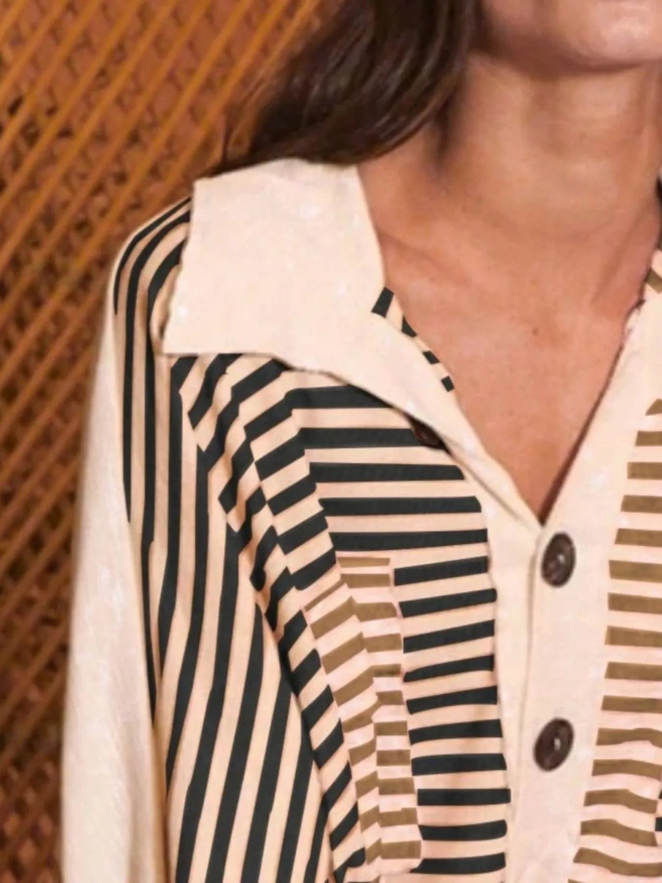 Trendsi Striped Button Front Casual Top