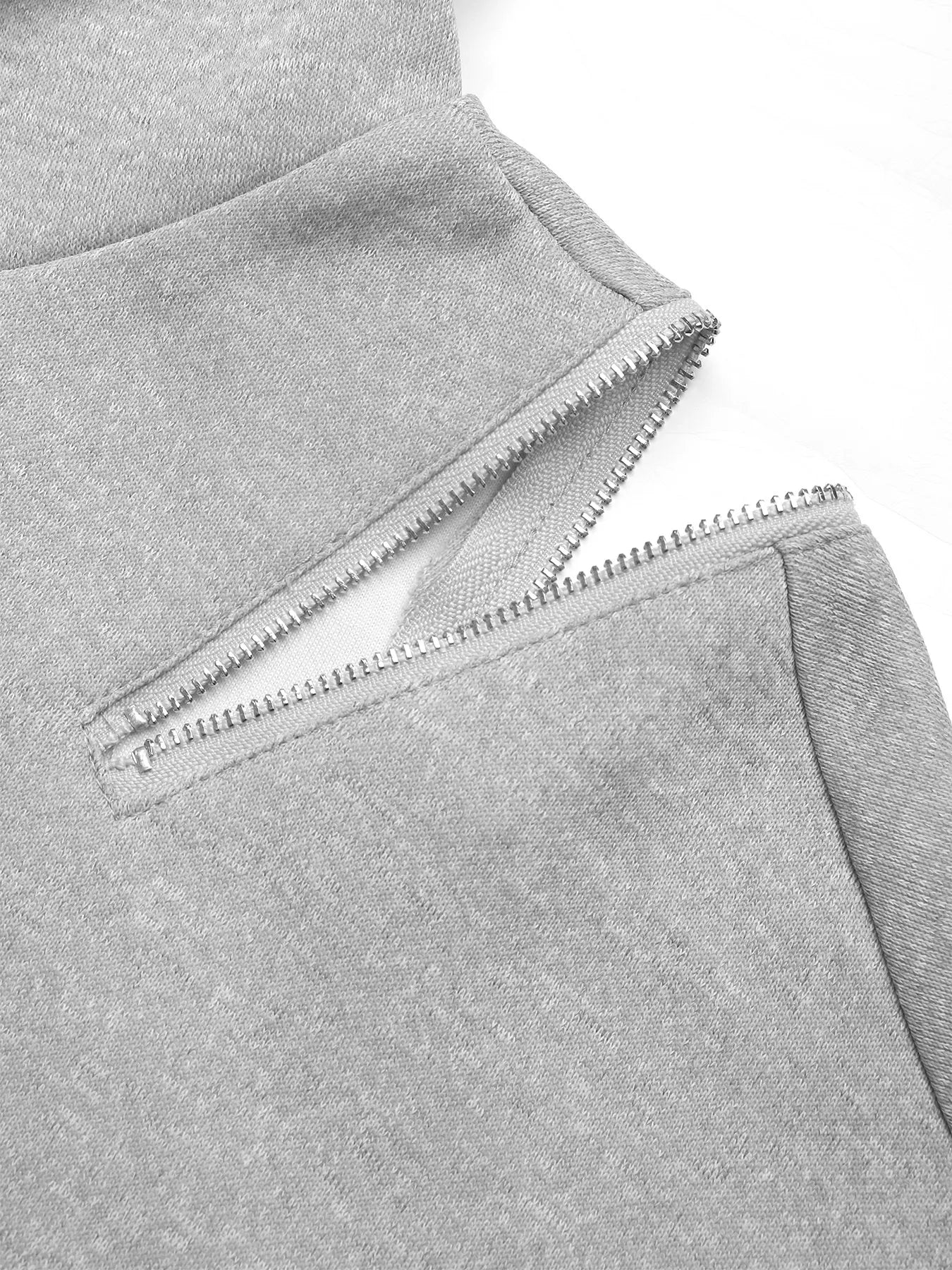 Trendsi Drawstring Zip Detail Cold Shoulder Hoodie