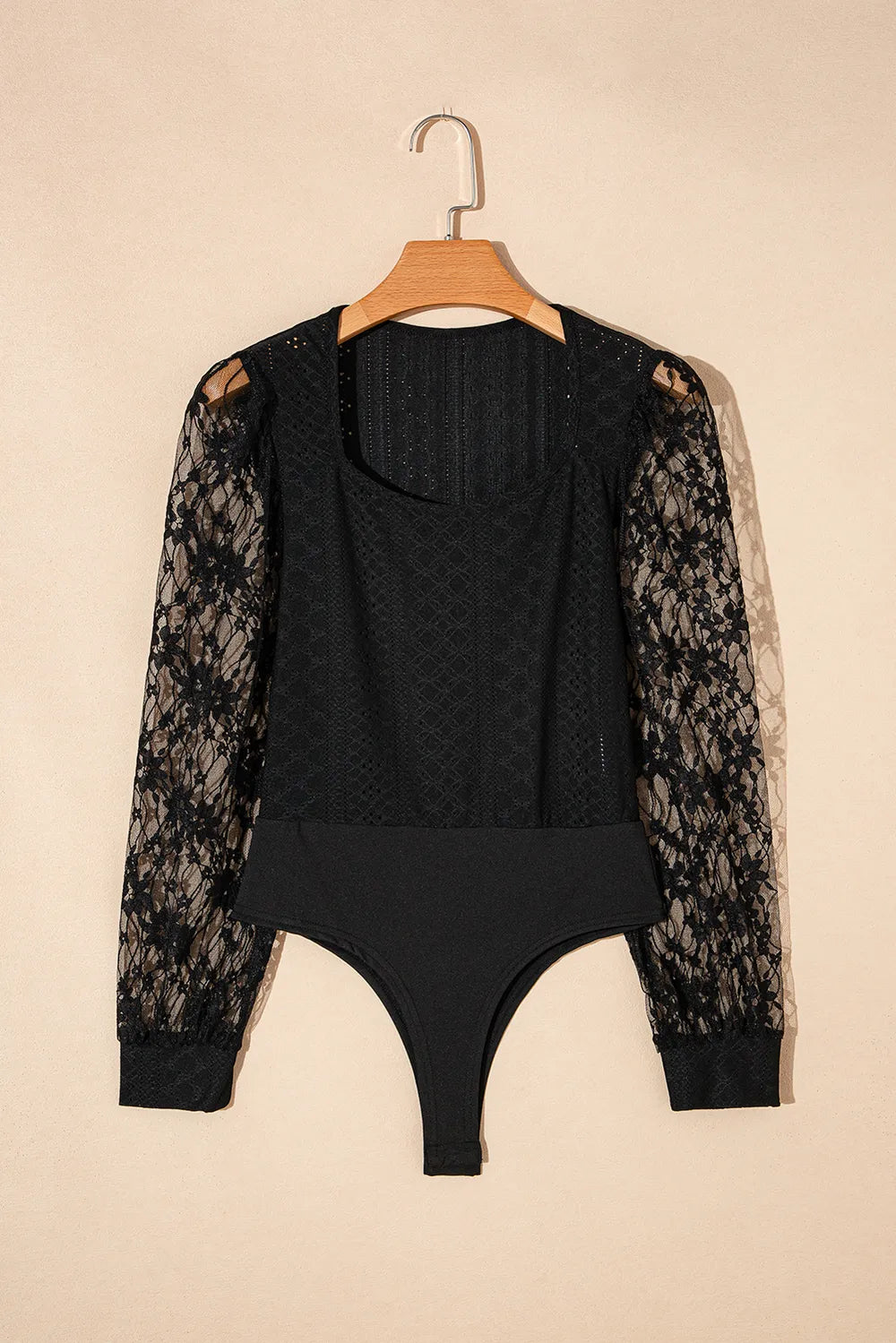 Trendsi Eyelet Lace Long Sleeve Bodysuit