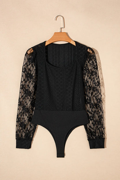 Trendsi Eyelet Lace Long Sleeve Bodysuit