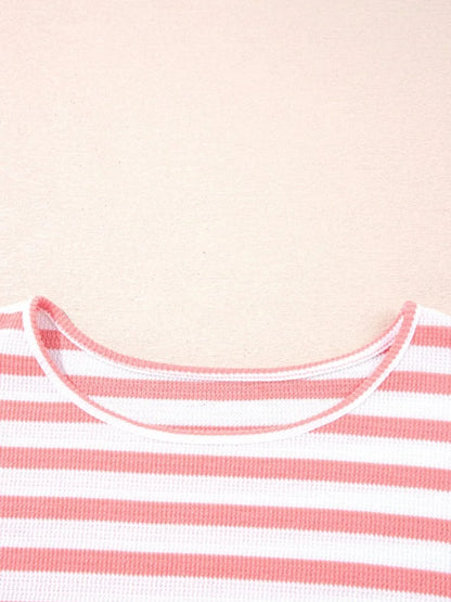 Trendsi Striped Long Sleeve Ribbed Blouse