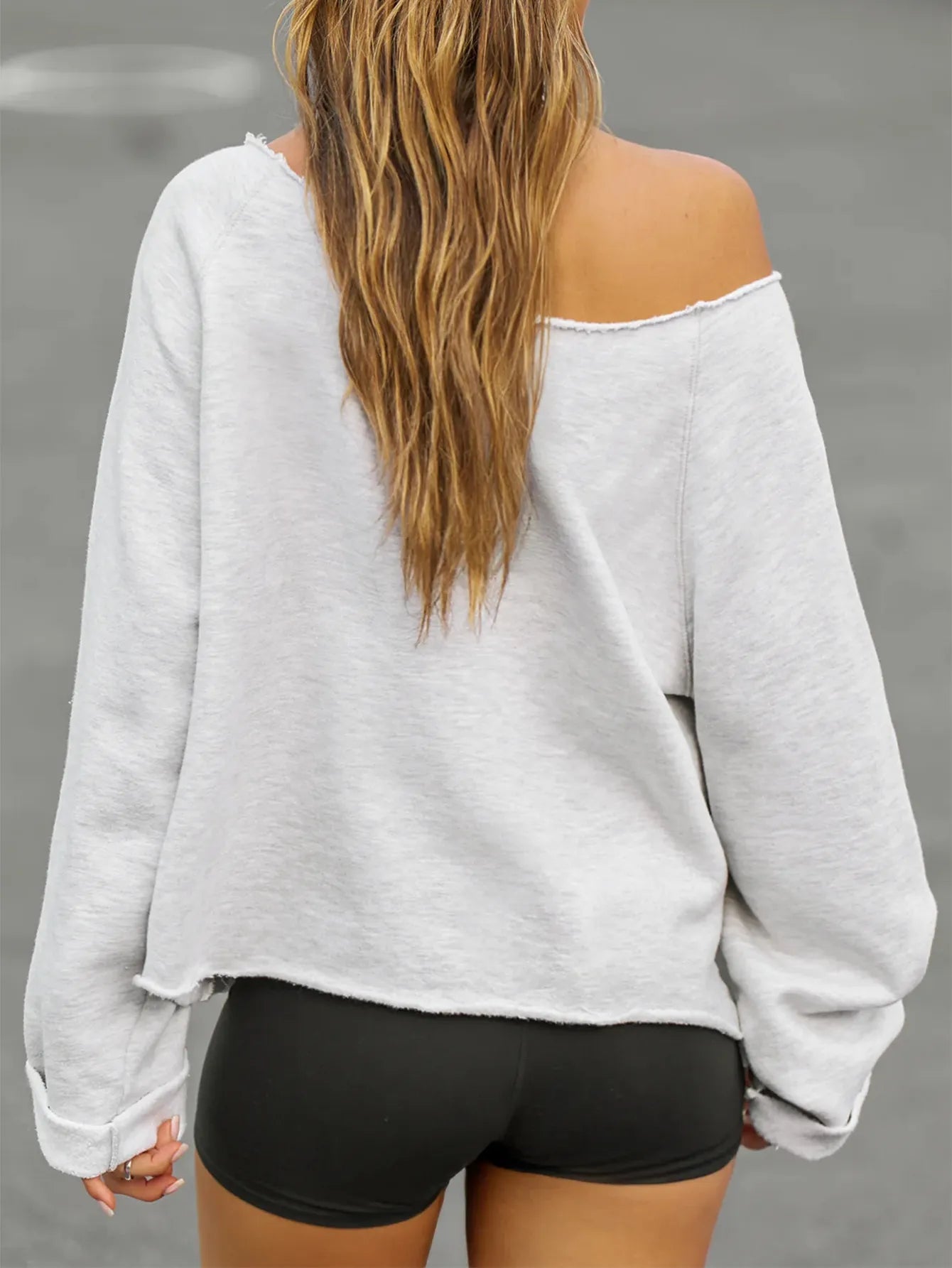 Trendsi Off-Shoulder Long Sleeve Sweatshirt