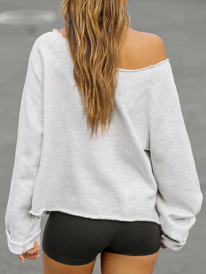 Trendsi Off-Shoulder Long Sleeve Sweatshirt