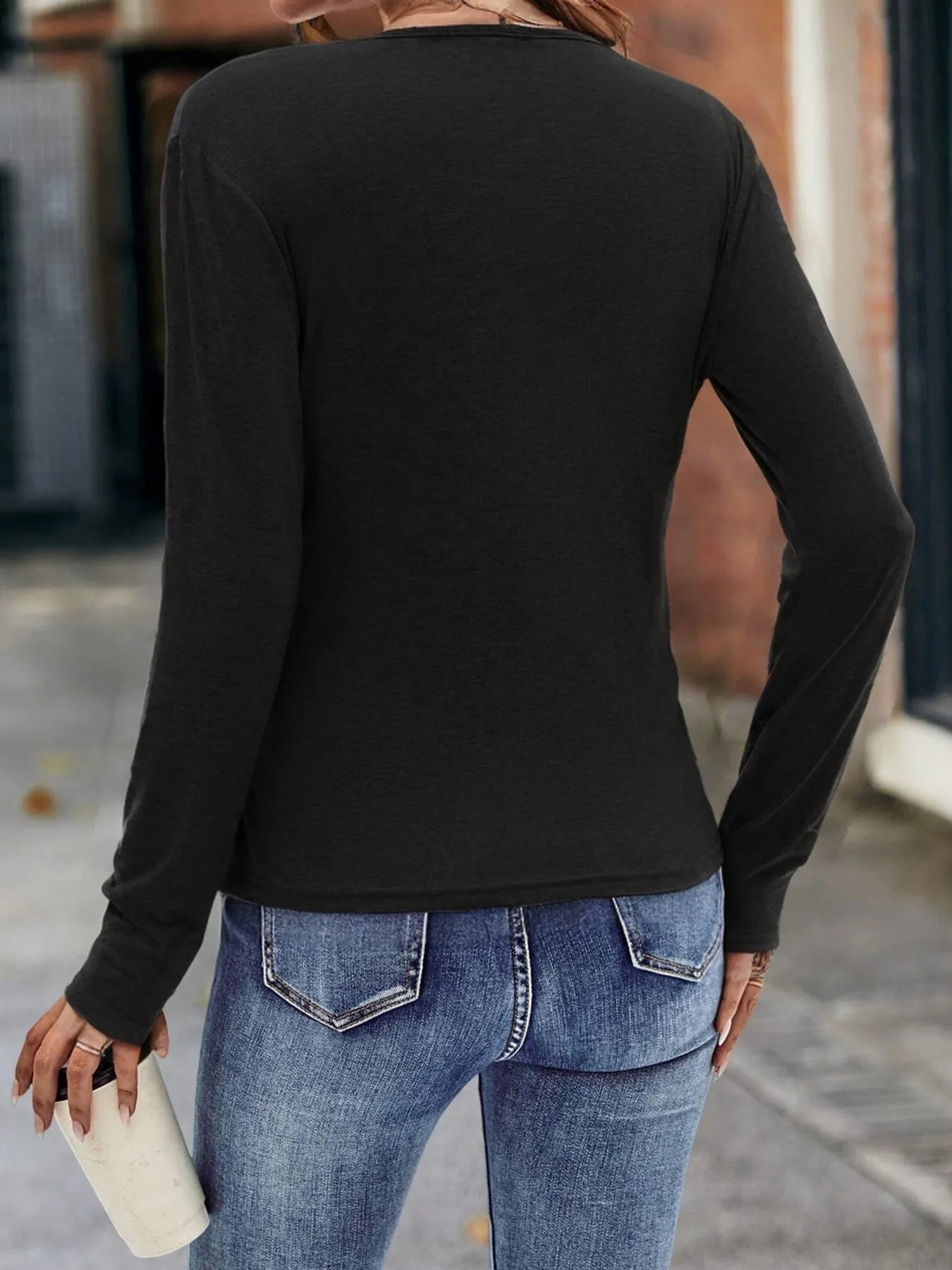 Trendsi Ruched Surplice Long Sleeve T-Shirt