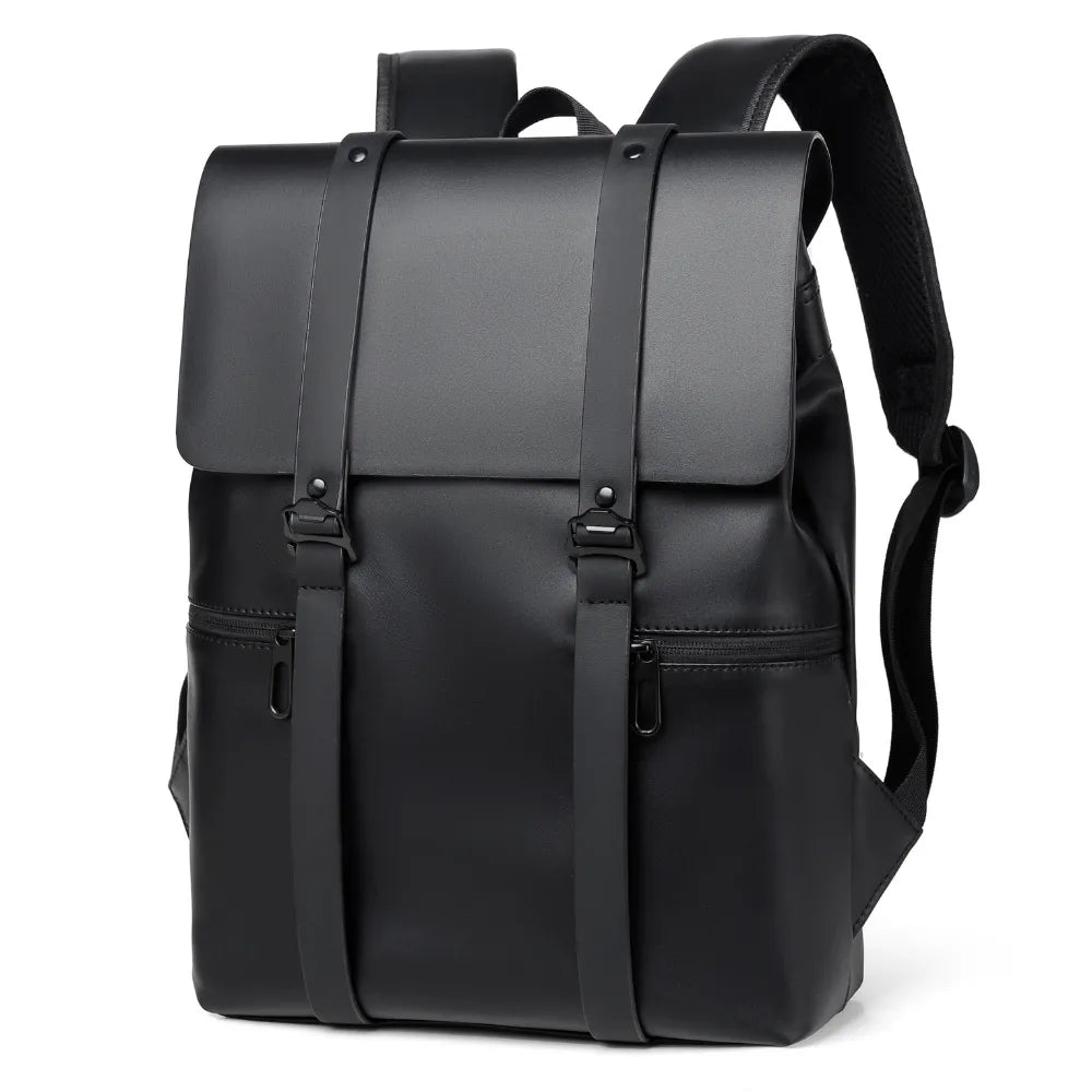 PU Leather Adjustable Strap Backpack Bag Black One Size Easy Apparels