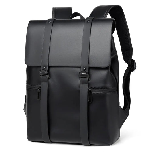 PU Leather Adjustable Strap Backpack Bag Black One Size Easy Apparels