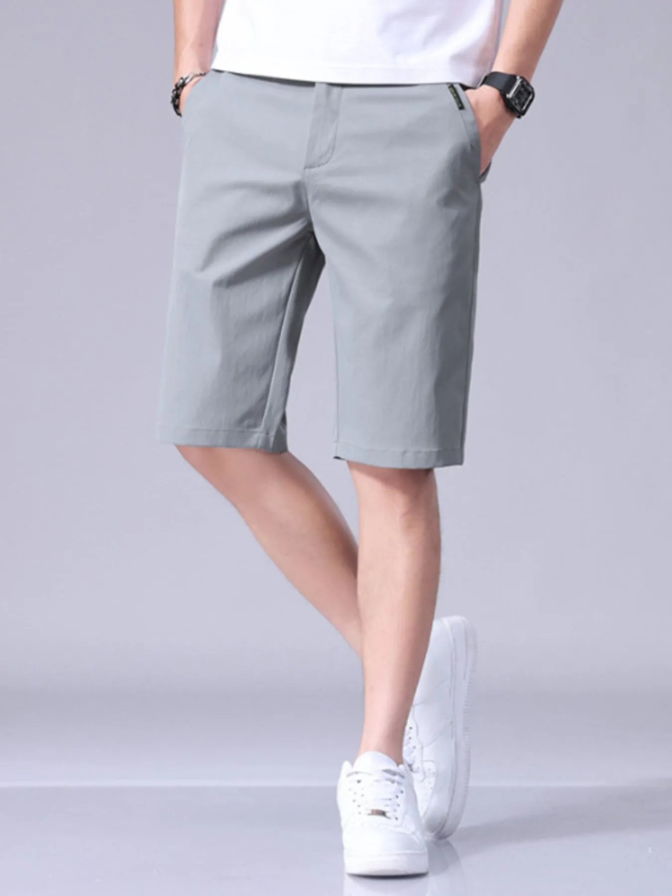 Men's Casual Shorts with Pockets Light Gray Easy Apparels