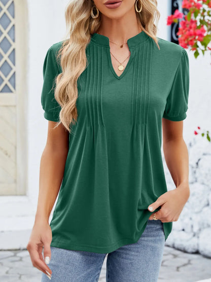 Trendsi Notched Short Sleeve T-Shirt