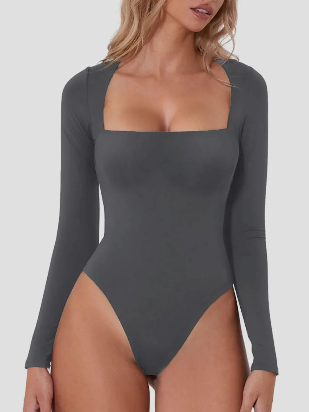 Trendsi Square Neck Long Sleeve Bodysuit