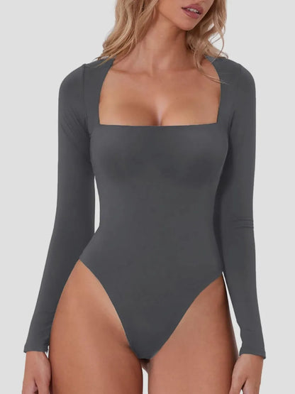 Trendsi Square Neck Long Sleeve Bodysuit