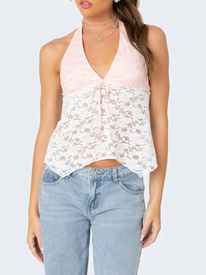 Trendsi Lace Halter Neck Cami White
