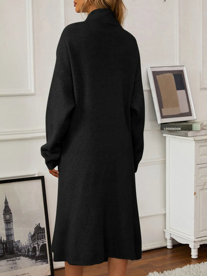 V-Neck Cami Dress and Open Front Cardigan Sweater Set Easy Apparels