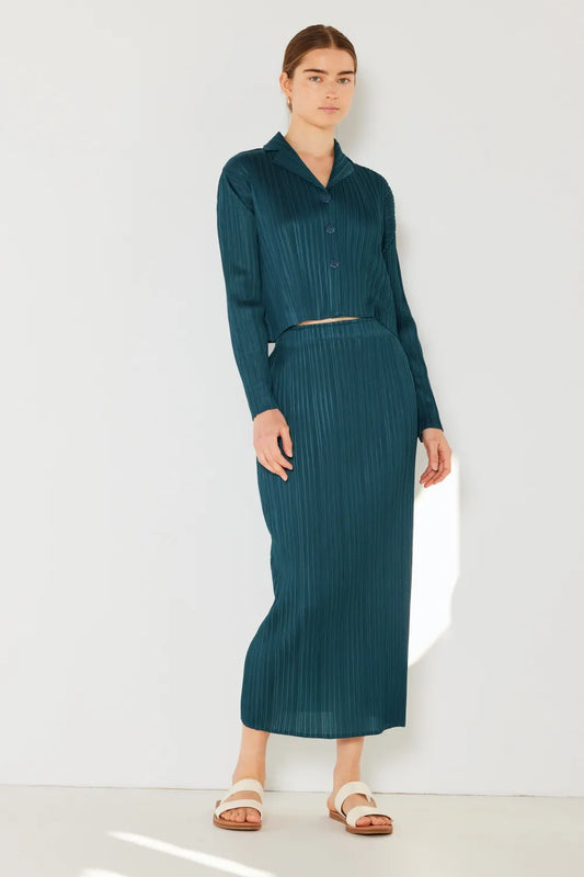 Marina West Swim Pleated Midi Pencil Skirt Deep Green Easy Apparels