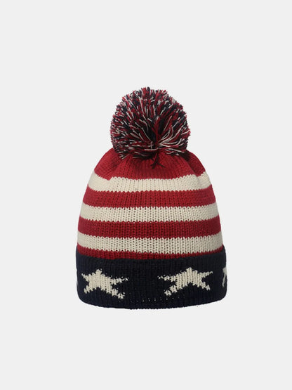 Roll Rim US Flag Knit Hat Style B One Size Easy Apparels