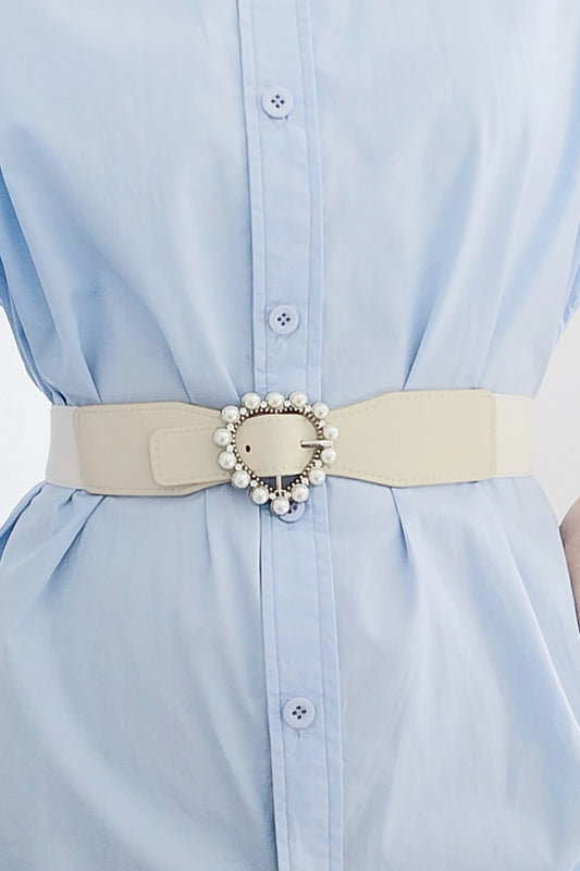 Pearl Heart Buckle Elastic Belt Easy Apparels