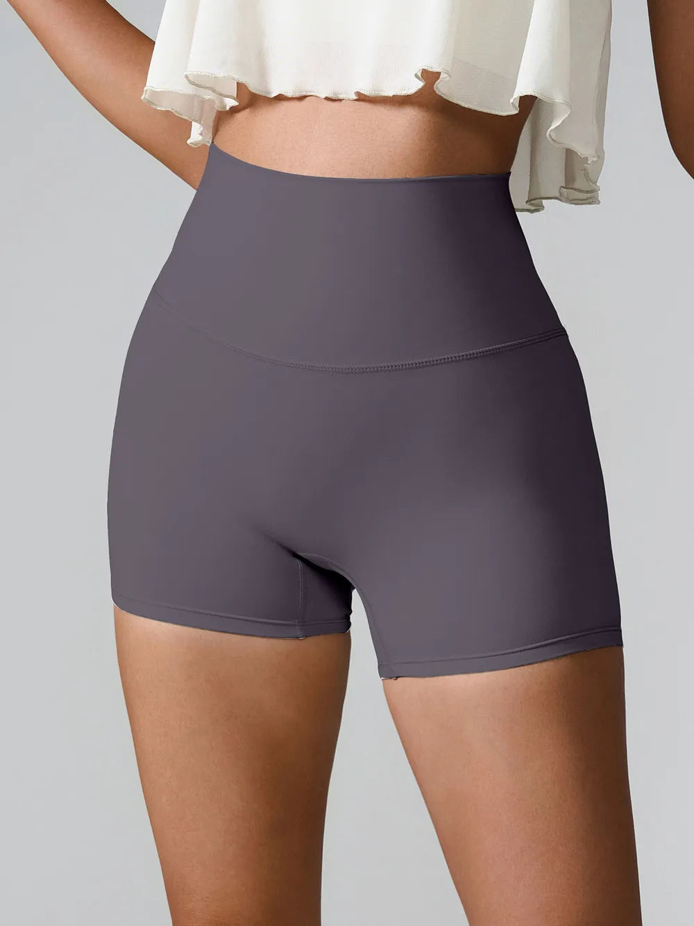 High Waist Active Shorts Charcoal Easy Apparels