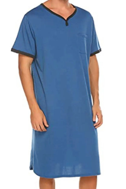 Men's Plus Size Contrast Trim Short Sleeve Lounge Tee Dress Easy Apparels