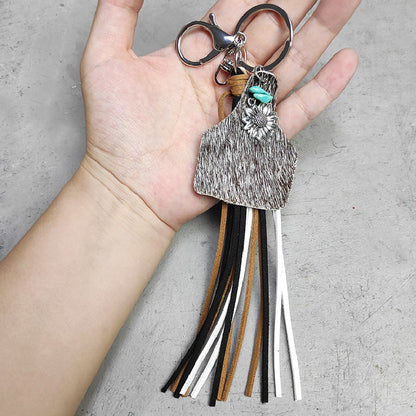 Turquoise Fringe Detail Key Chain Style I One Size Easy Apparels