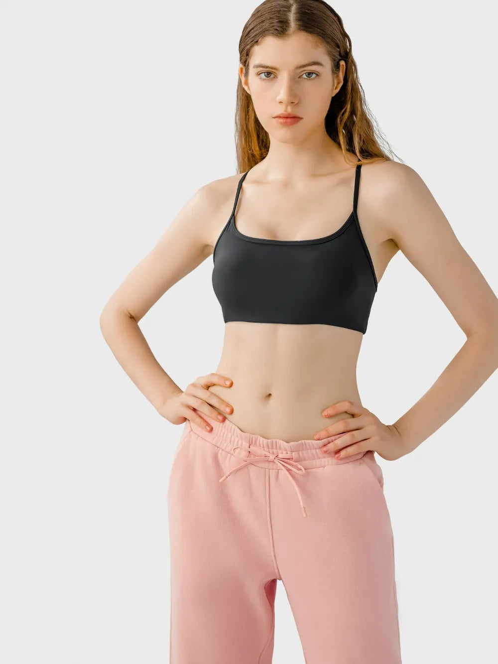 Millennia Crisscross Back Scoop Neck Active Cami with Detachable Chest Pads Easy Apparels