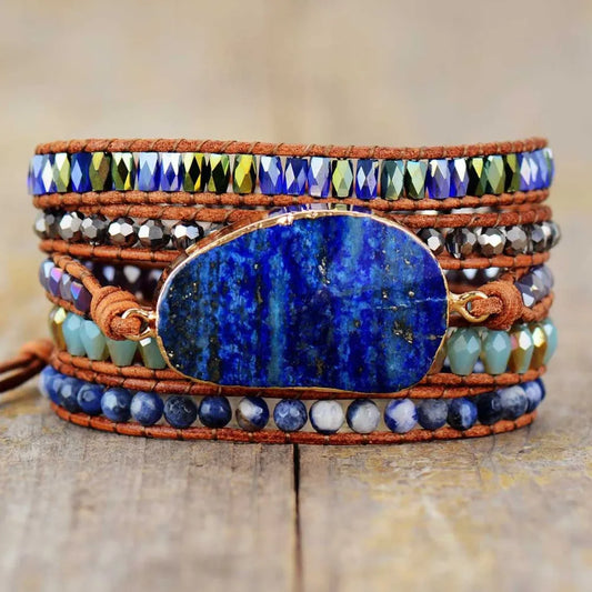 Lapis Lazuli Layered Bracelet Royal Blue One Size Easy Apparels