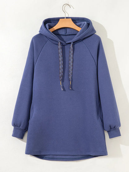 Trendsi Fleece Lined Adjustable Drawstring Oversize Tunic Hoodie