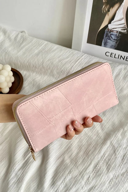 PU Leather Mulit-Interlayer Wallet Pink One Size Easy Apparels