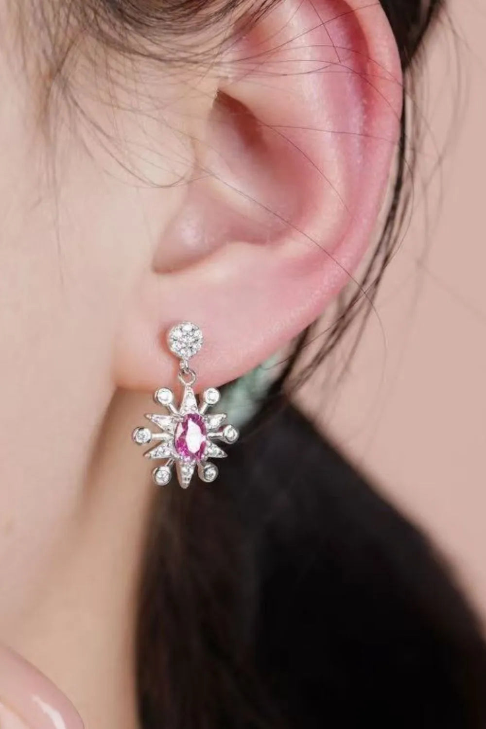 1 Carat Moissanite 925 Sterling Silver Moon & Star Earrings Easy Apparels