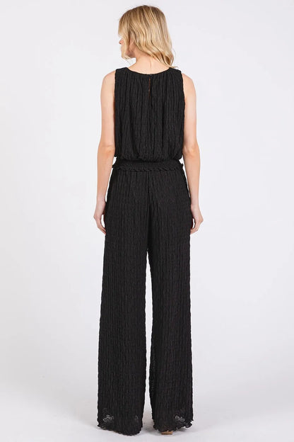 Mittoshop Textured Stretchy Crop Tank and Pants Set Easy Apparels