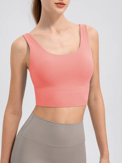 Scoop Neck Wide Strap Active Tank Coral Easy Apparels