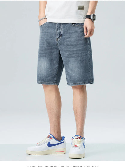 Men's Washed Denim Shorts with Pockets Blue Gray Easy Apparels