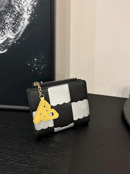 PU Leather Color Block Wallet Black One Size Easy Apparels