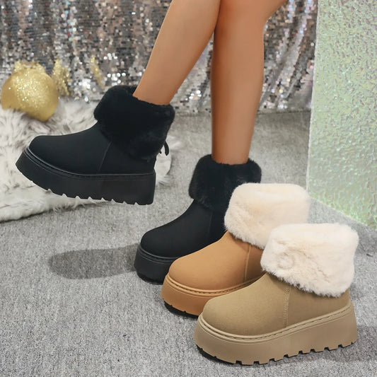 Round Toe Platform Boots Easy Apparels