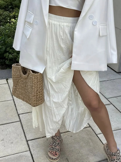Ruched Elastic Waist Skirt Easy Apparels