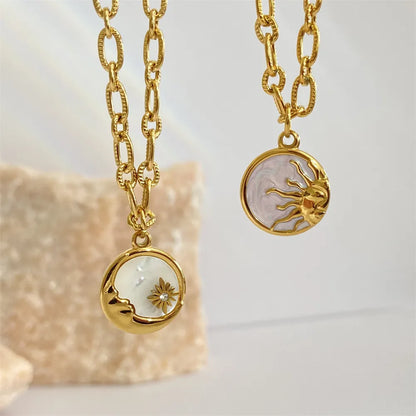 Titanium Steel Sun & Moon Necklace Easy Apparels