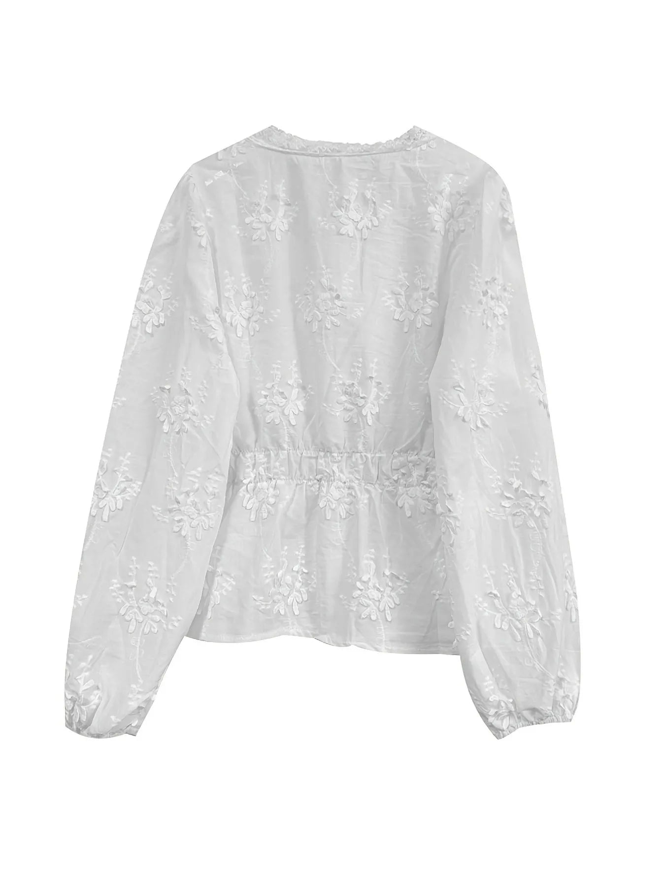 Trendsi Lace Detail Button Up Shirt