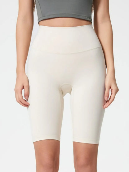 Millennia High Rise Wide Waistband Active Shorts White Easy Apparels