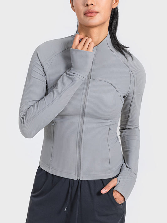 Millennia Zip-Up Long Sleeve Sports Jacket Heather Gray Easy Apparels
