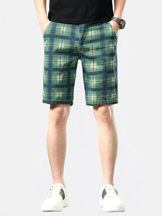 Men's Plaid Casual Shorts Water Ghost Green Easy Apparels