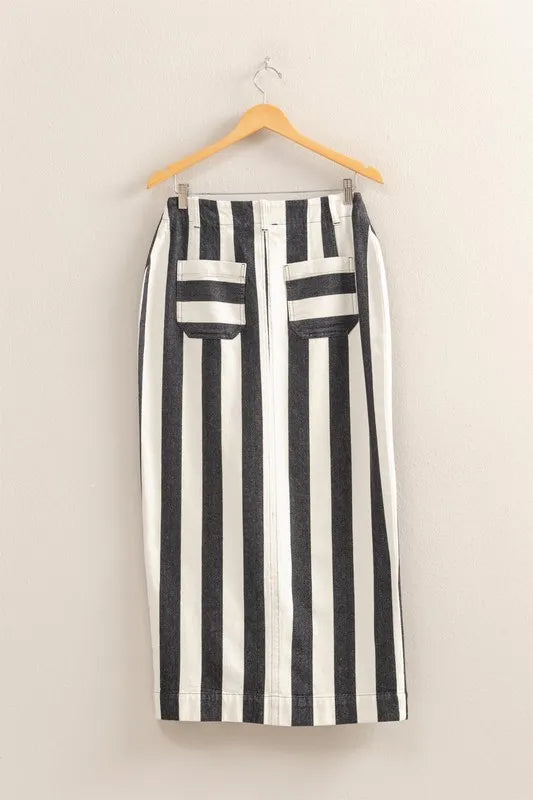 HYFVE Striped Pocket Detail Maxi Skirt Easy Apparels