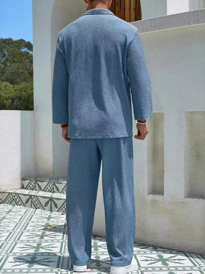 Men's Plus Size Long Sleeve Top and Pants Set Easy Apparels